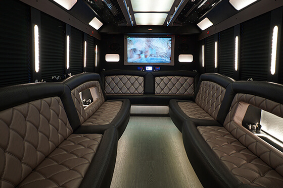 inside a limo bus